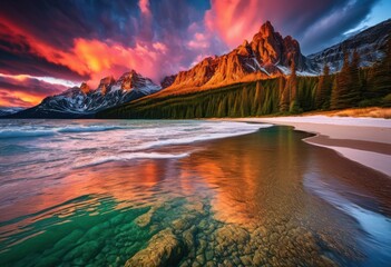 Naklejka premium breathtaking landscapes showcasing diverse natural beauty across globe majestic vibrant serene stunning sunsets, arctic, beach, biome, cliff, coast