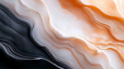 Obraz premium black, white, and orange hues; wavy pattern atop