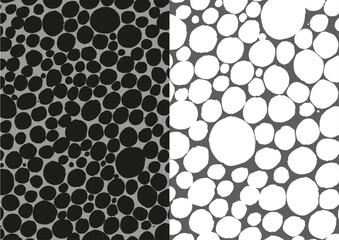 seamless black and white hand-drawn polka dot pattern