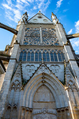 Tours street view, city on Central Loire valley, cathedral of Tours, dedicated to Saint Gatien,...