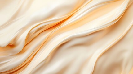  A tight shot of a white and yellow silk fabric, showcasing its smooth, undulating wave pattern atop
