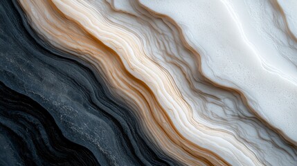 Obraz premium A tight shot of a wallpaper in shades of black, white, and orange, displaying undulating wave-like patterns