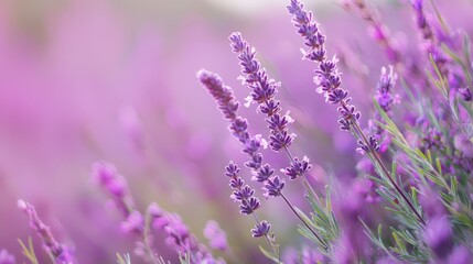 Naklejka premium A close-up of numerous flowers with a blurred foreground of similar blooms