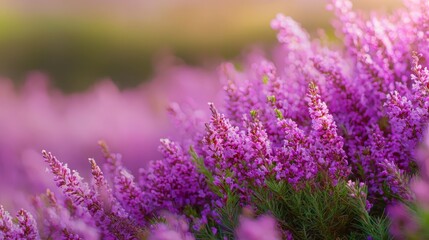 Fototapeta premium A close-up of numerous flowers with a blurred foreground of similar blooms