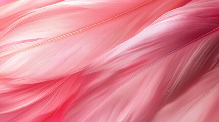  A pink and white feathered tail in focus, surrounded by a blurred background