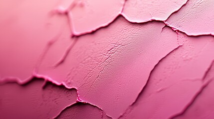  A tight shot of a pink wall showcasing a fissure down the middle and peeling paint