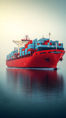 Fototapeta premium A 3D rendering cargo ship sailing on the sea, filled with containers, clean background