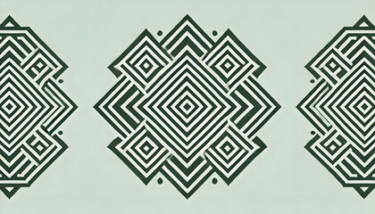 Elegant Geometric Fusion: A Journey Through Ornate, Abstract, and Flowing Patterns in Green and Gold Tones