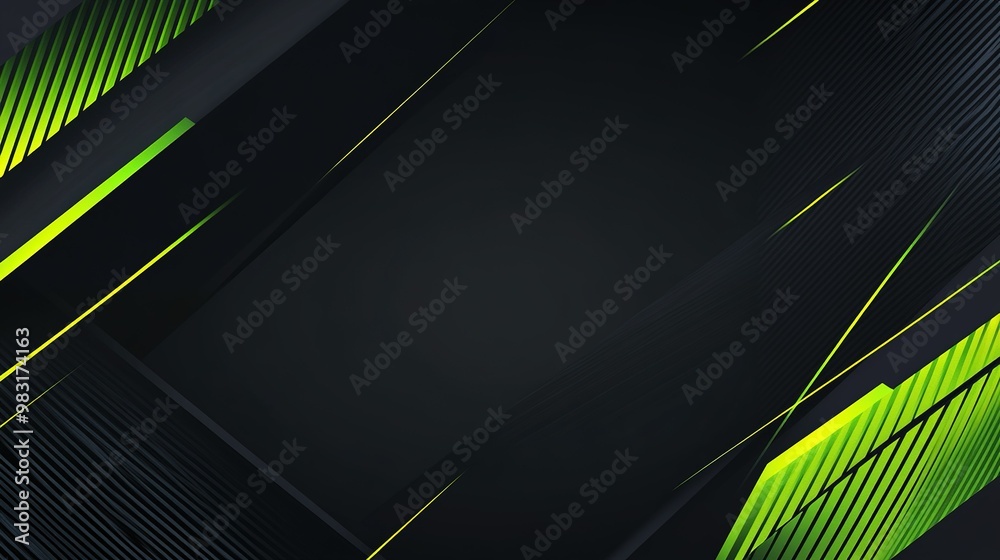 Poster dynamic green and black abstract background featuring angular shapes and lines to enhance design aes