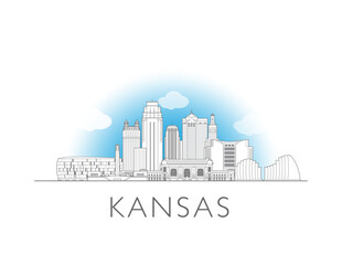 Fototapeta premium Kansas city skyline cityscape vector illustration