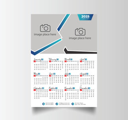 Vector Layout Of A Wall Or Desk Simple Calendar 