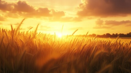 Fototapeta premium Golden Sunset Over Wheat Field