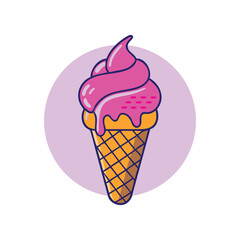 Ice Cream Cone Cartoon Vector Icon Illustration.