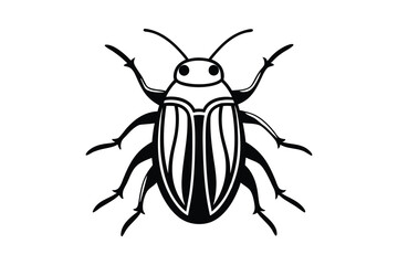 Beetle vector line art silhouette illustration