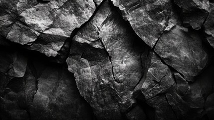 Abstract Black and White Texture of Cracked Rock Surface