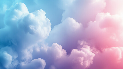 Fototapeta premium Ethereal Pastel Clouds in Pink and Blue Gradient Dreamy Scene
