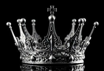 silver crown on black background create with ai