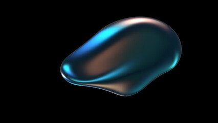 Abstract liquid shape of holographic metal.