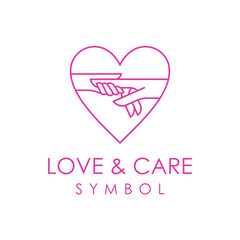 Love Heart and People Hand Care Symbol Logo Template