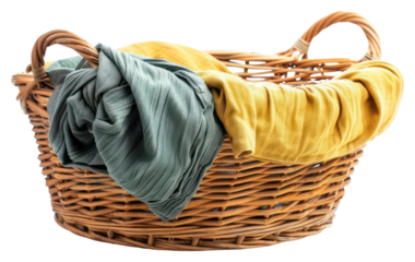 PNG Wicker basket with colorful fabric