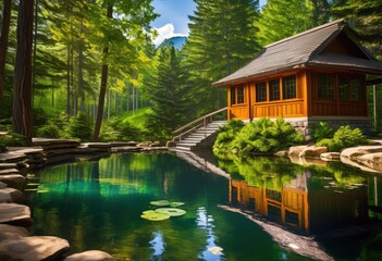 Obraz premium stunning landscapes featuring variety global learning centers surrounded beauty, architecture, nature, scenery, view, building, outdoor, greenery