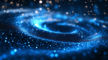 Obraz premium Blue abstract background, lights twisted into a spiral.