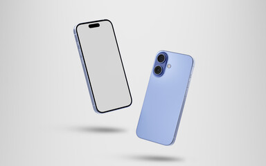 Smartphone with a blank screen on a white background. Smartphone mockup closeup isolated on white background.