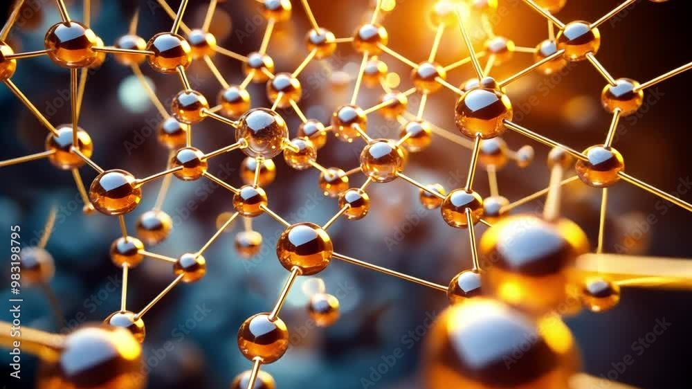 Wall mural molecular structure illuminated with warm light in a scientific setting