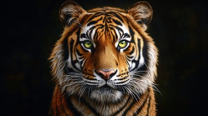 Fototapeta premium Majestic Tiger Close-Up Portrait with Striking Eyes