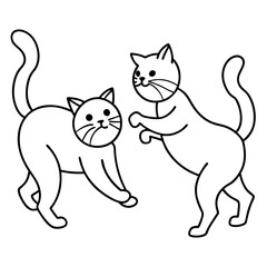 Cats play basketball line art