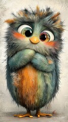 Fototapeta premium A close-up of a furry animal with a surprised expression, its paws on its chest