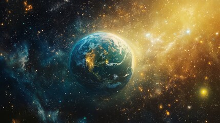 Naklejka premium Beautiful View of Earth in a Cosmic Landscape