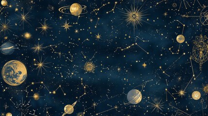 Fototapeta premium Cosmic Universe with Stars and Planets Background Art