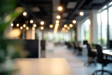 "Abstract Blurred Office Interior: Defocused Workspace Suitable for Business Backgrounds or Backdrops"