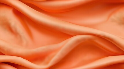 Fototapeta premium Orange fabric, with wavy pattern in close-up view in top and bottom halves