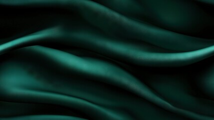 Obraz premium The image features a close-up of a green fabric with a textured wavy pattern in its center, against a black backdrop