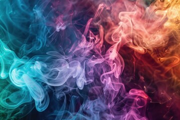 Obraz premium Abstract image of colorful smoke forming flowing shapes against a dark background