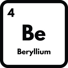 Beryllium chemical element icon isolated on white background . Beryllium icon vector