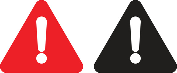 Black and red exclamation triangle sign . Warning triangle icon . Alert icon vector