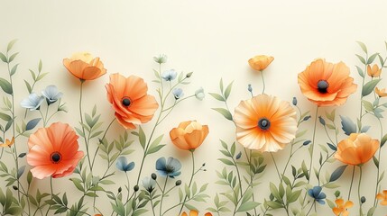 Wedding invitation template with flowers