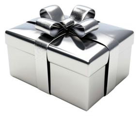 PNG Gift box Chrome material gift white background celebration.