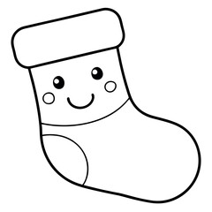 Cute Christmas Stocking Smiley Face vector