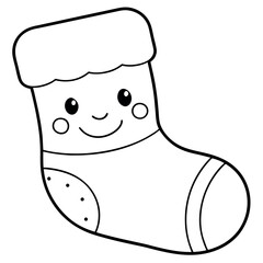 Cute Christmas Stocking Smiley Face vector