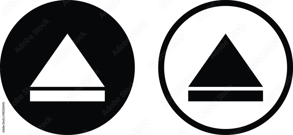 Poster eject button icon set in two styles isolated on white background . eject icon vector