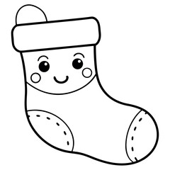 Cute Christmas Stocking Smiley Face vector