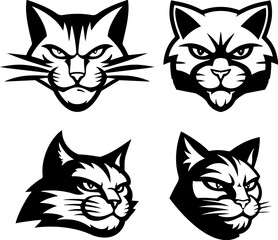 Cat head isolated on white background. Vector illustration