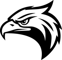 Eagle head. Sport team or club mascot.  Design element for logo, label, emblem, sign. Vector illustration.