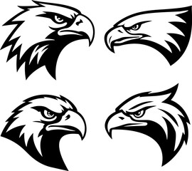 Eagle head. Sport team or club mascot.  Design element for logo, label, emblem, sign. Vector illustration.