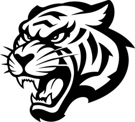 tiger head illustration isolated on white background. Images for logo, label, emblem. Vector illustration.