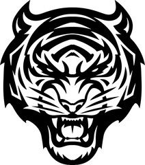 tiger head illustration isolated on white background. Images for logo, label, emblem. Vector illustration.